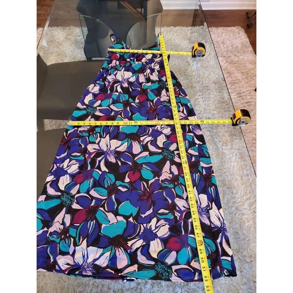 Elle Women's Blue Floral Polyester Scoop Neck Sleeveless Long Maxi Dress Small - Picture 10 of 11